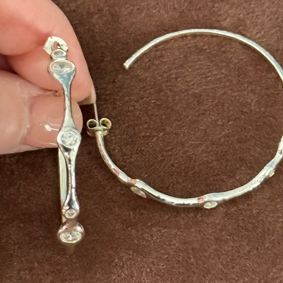 Stella and Dot Silver/CZ Hoop Earrings - Picture 2 of 3